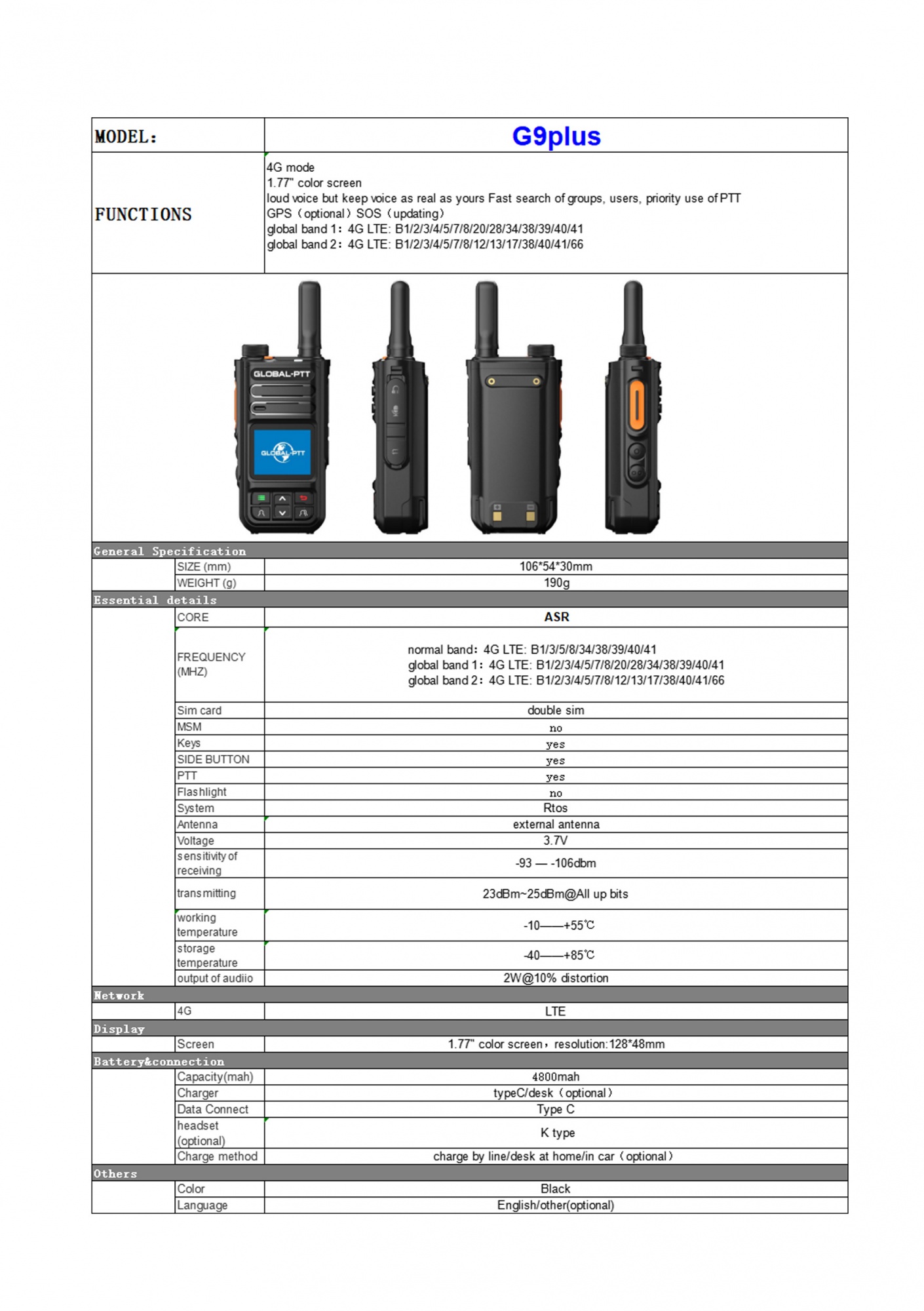 G9plus global-ptt mini 4G full bands EU/NA poc radio two way radio unlimited distance high quality