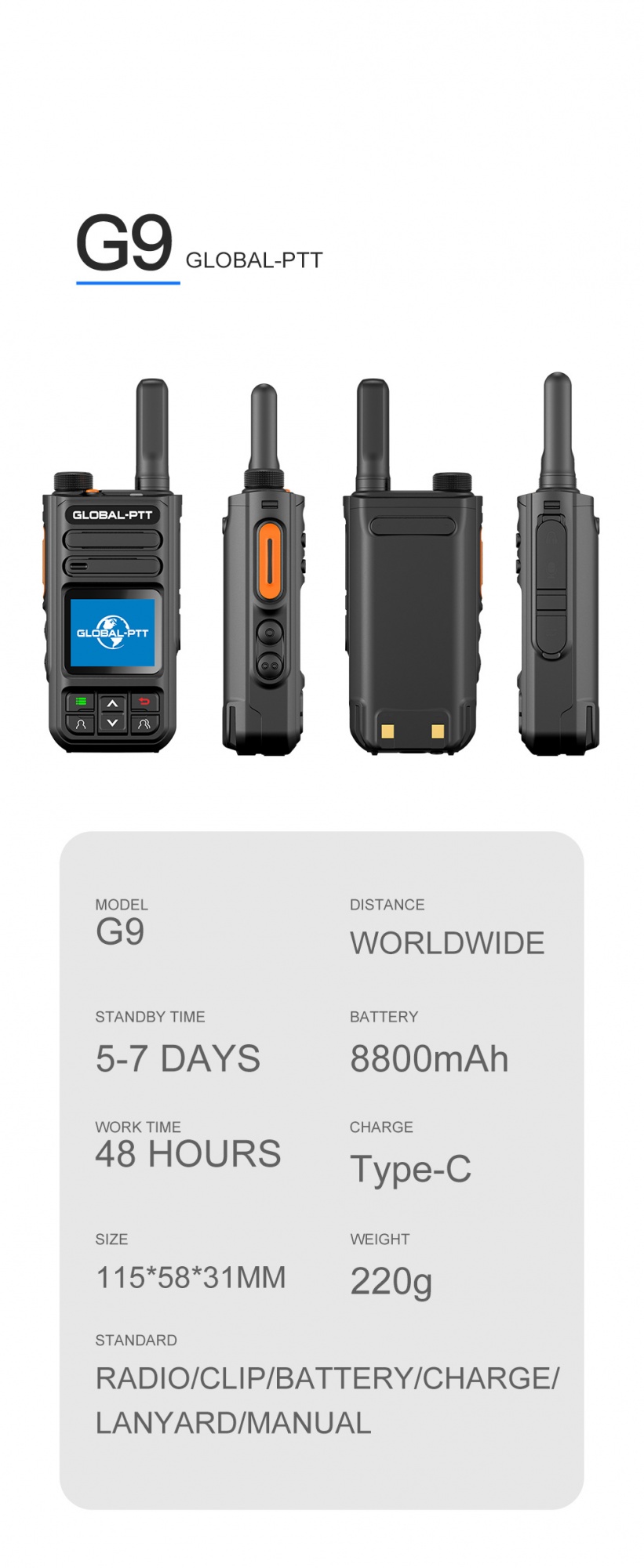G9plus global-ptt mini 4G full bands EU/NA poc radio two way radio unlimited distance high quality
