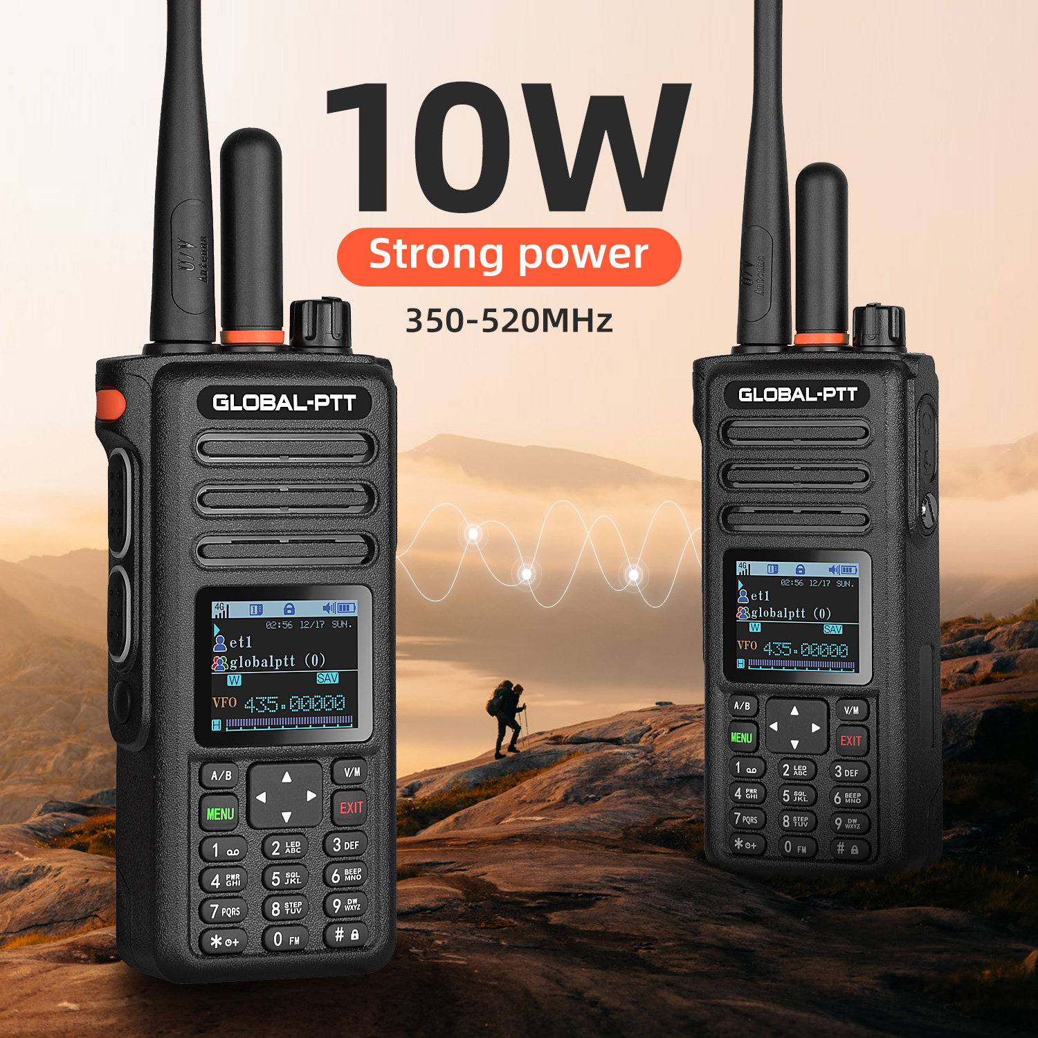 G8plus POC+UHF （350-520MHZ）global-ptt worldwide two way radio  10 watts analog