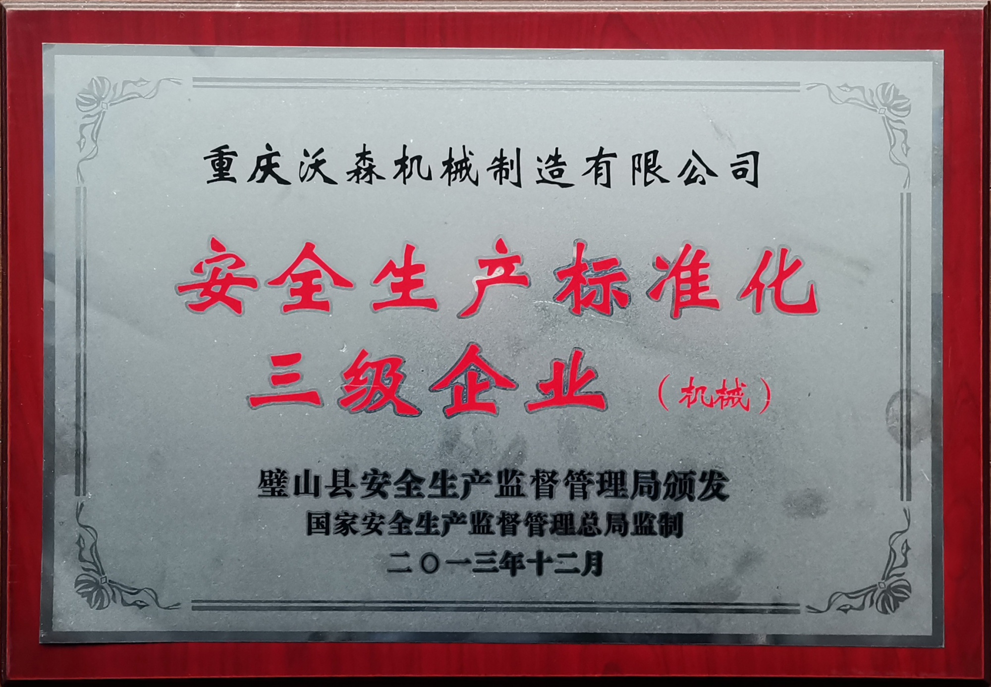 沃森安全生产标准化三级企业