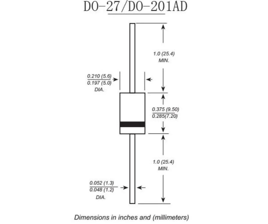 RoHS Certification Guarantee Reverse Avalanche Do-27 Package Mospec 5A 200V Do-27 Schottky Diode