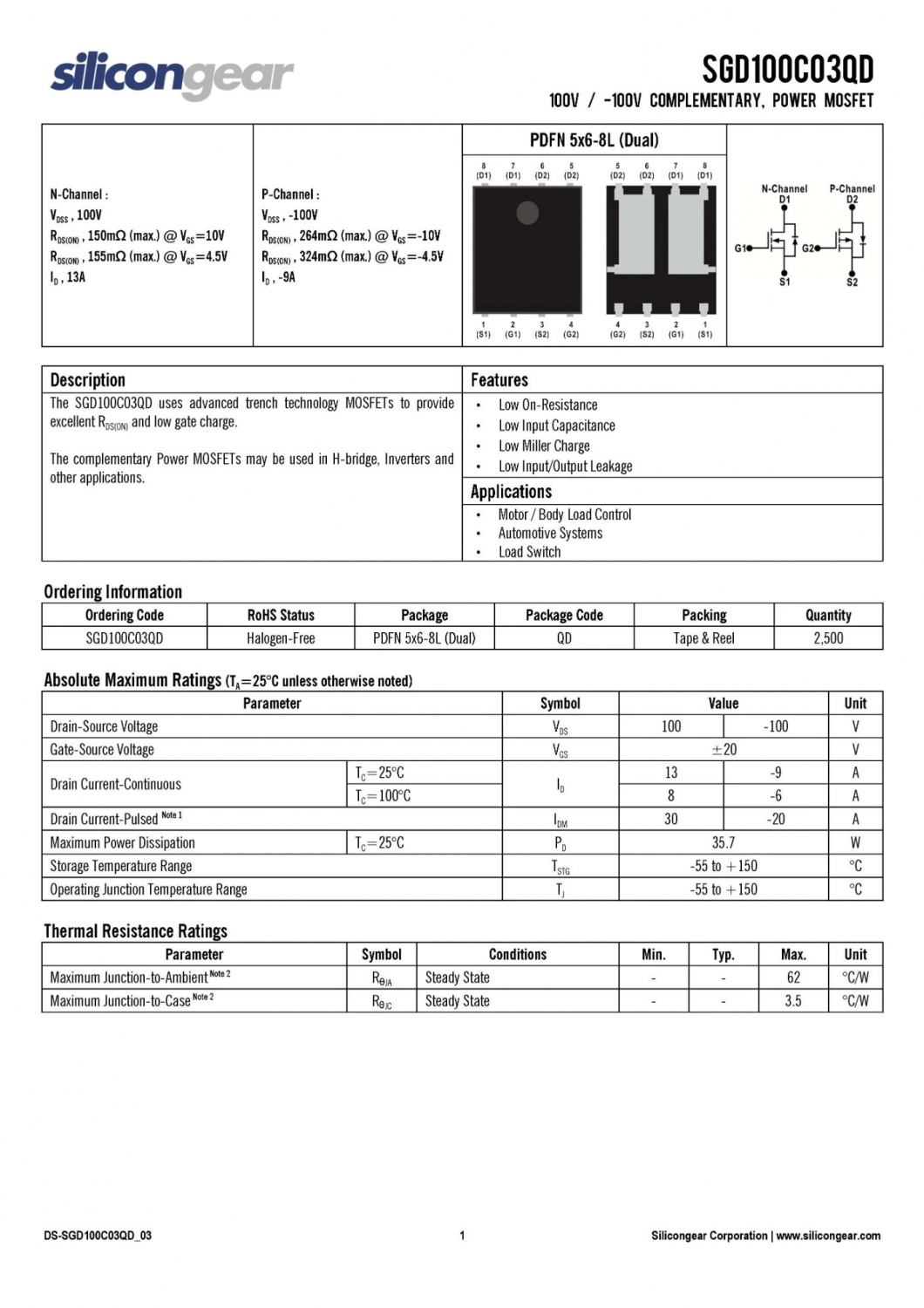 SGN3055V SOT-23S 30V N-CHANNEL Power MOSFET  siliconegear