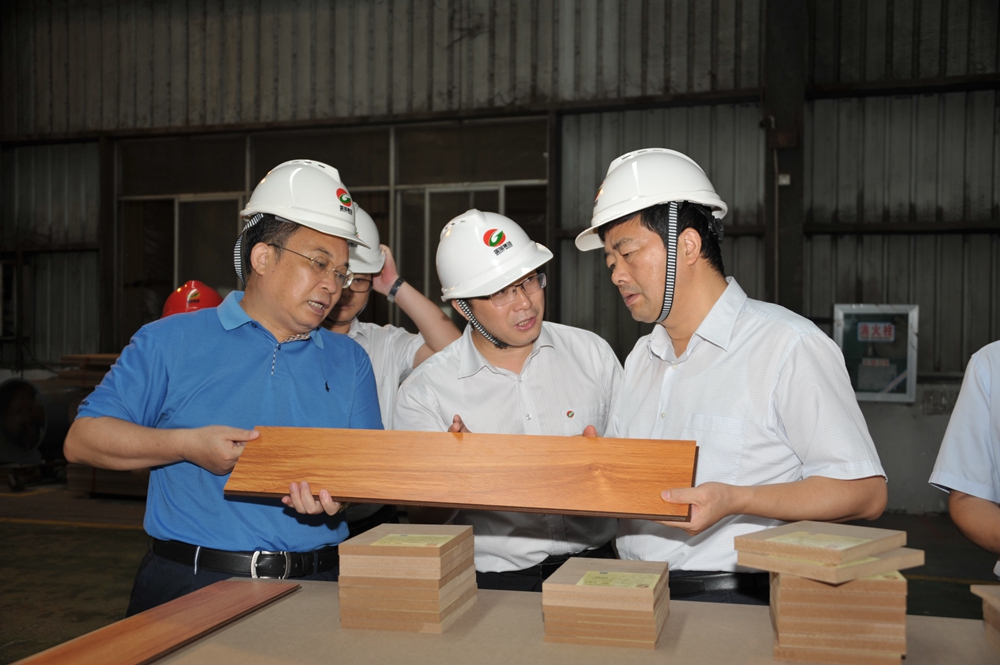 2019年8月22日，自治区副主席方春明（右）到国旭五洲公司实地考察