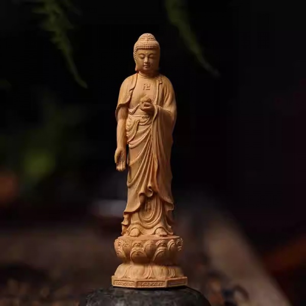 阿弥陀佛 立像 崖柏木雕
