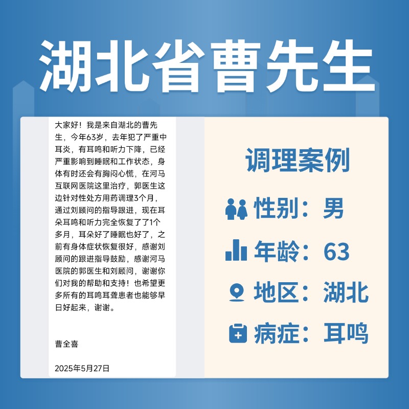 曹全喜4039484耳鸣听力差，中耳炎