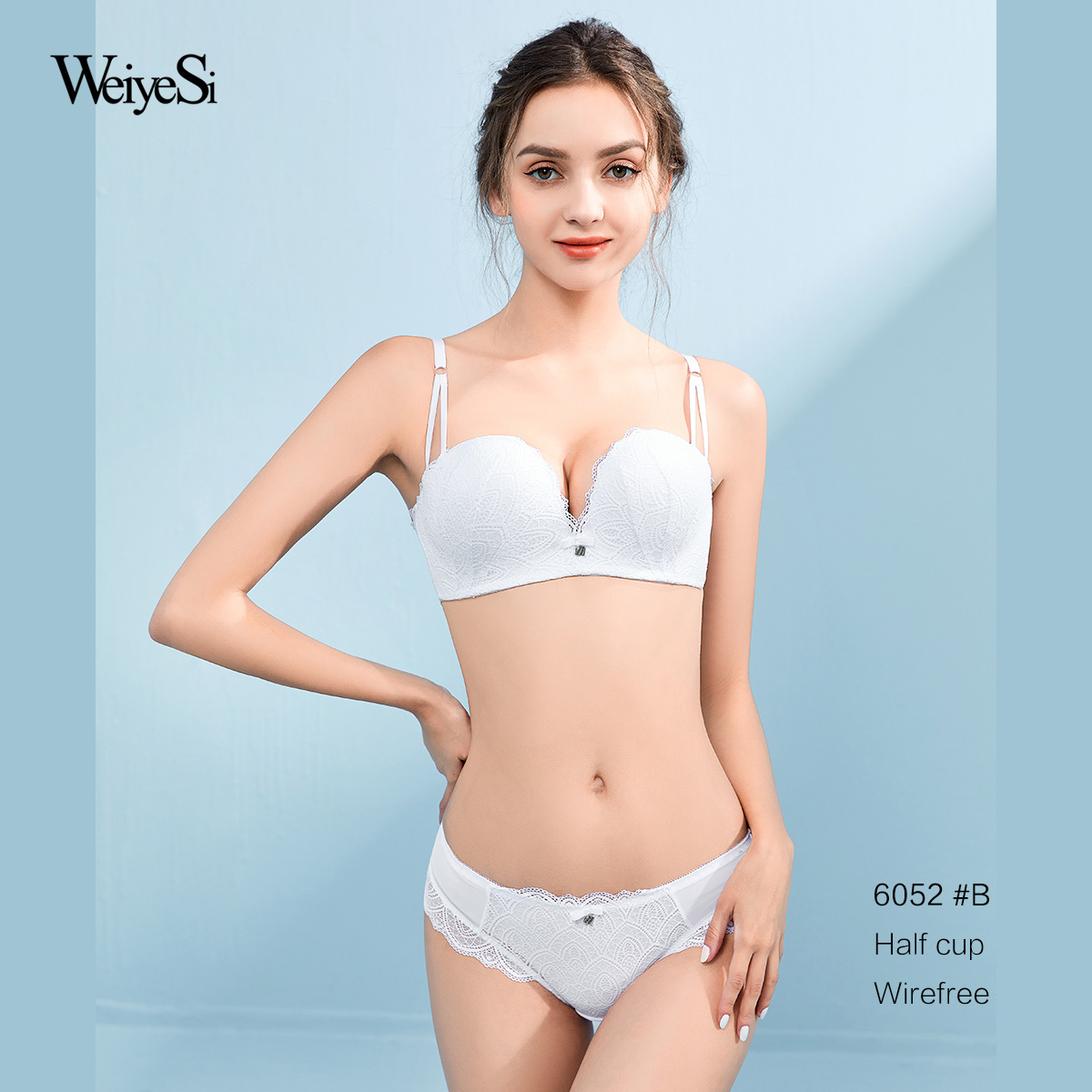 Weiyesi Wireless Demi Bra. Half Cup Lace Bra Set 6052#B,Weiyesi ...