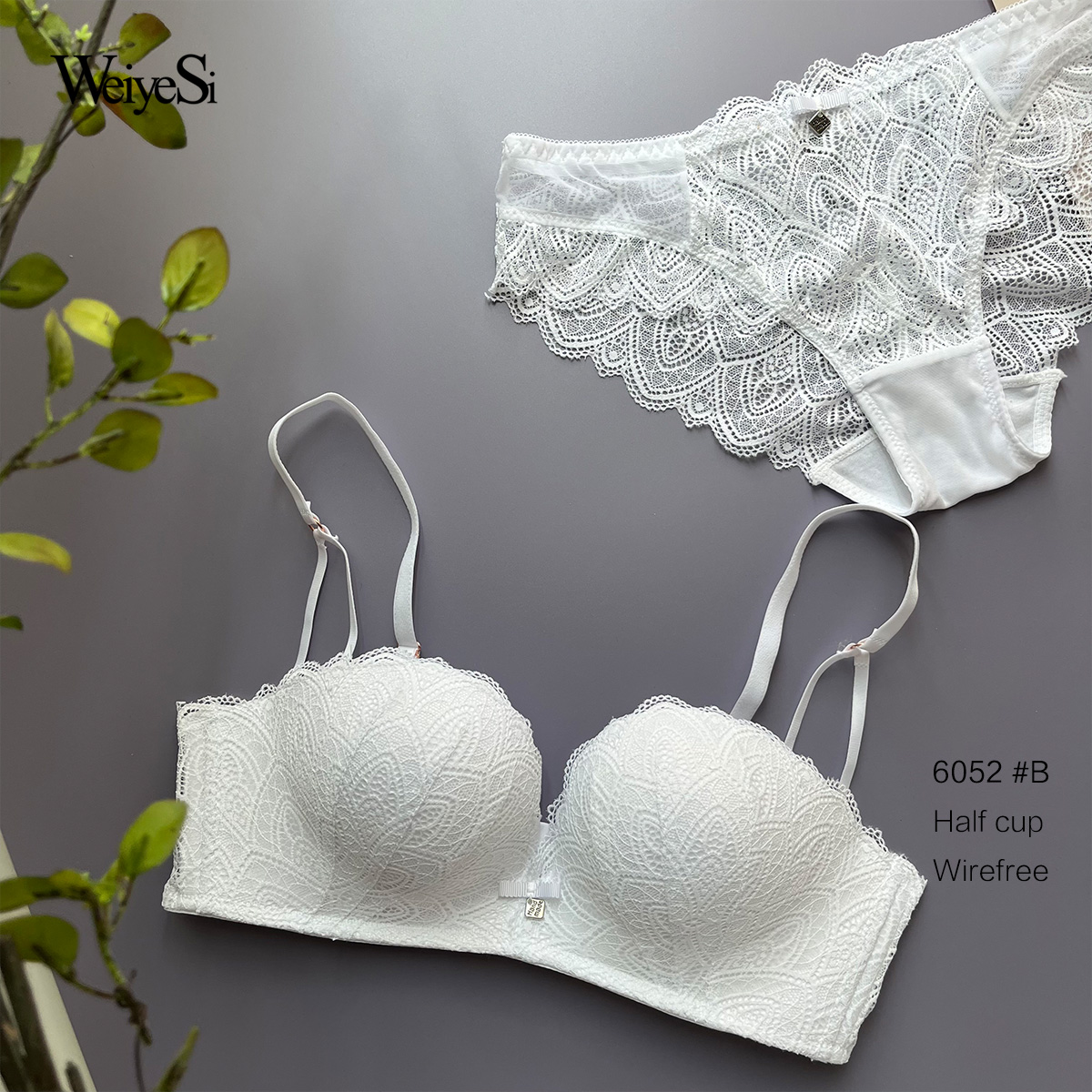 Weiyesi Wireless Demi Bra. Half Cup Lace Bra Set 6052#B,Weiyesi ...