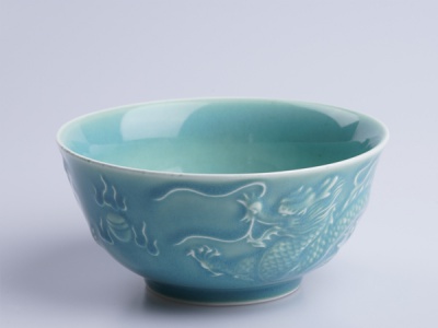 龙凤青瓷饭碗