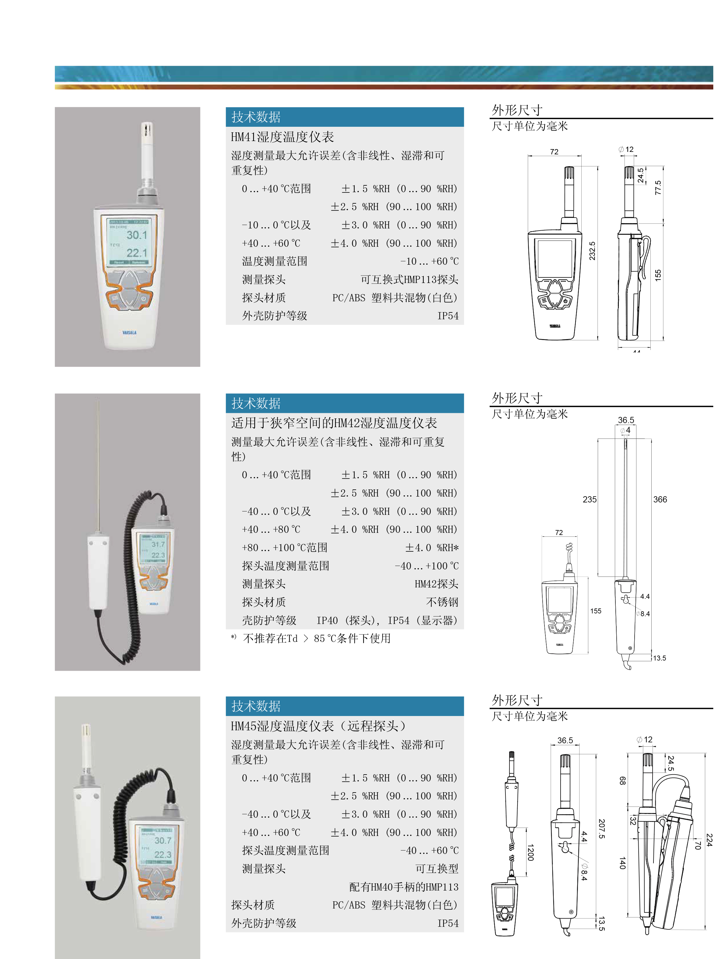 维萨拉HUMICAP®手持式湿度温度仪表HM40系列