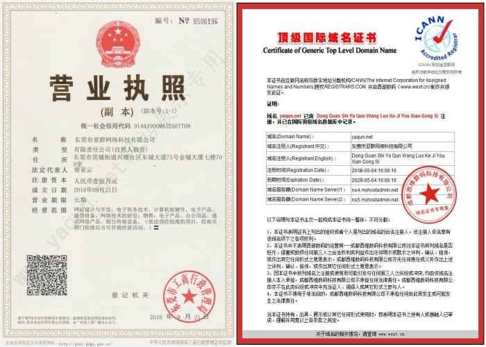 东莞网站建设公司资质证书